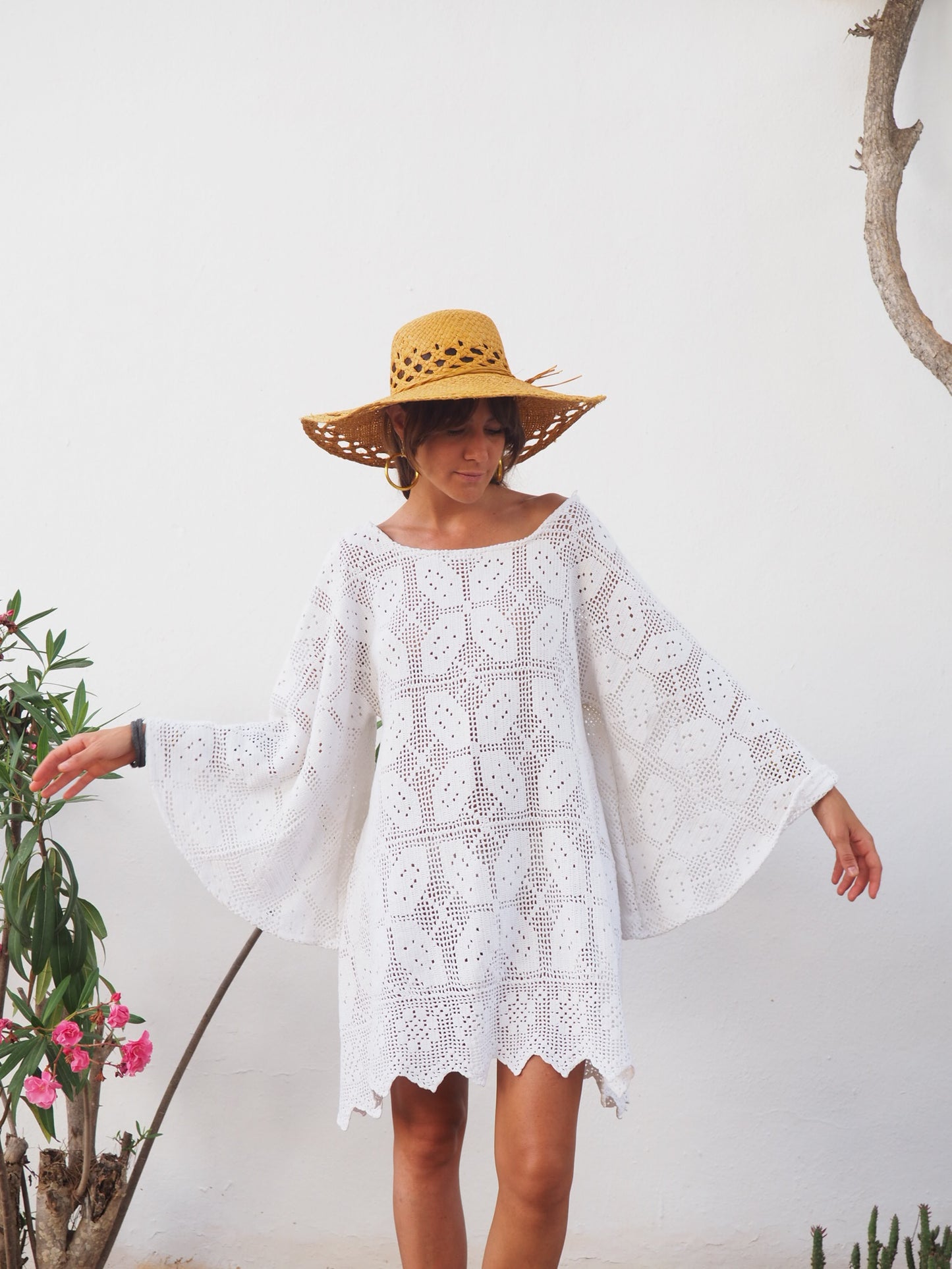 Amazing one off a kind white vintage crochet dress up-cycled by Vagabond Ibiza