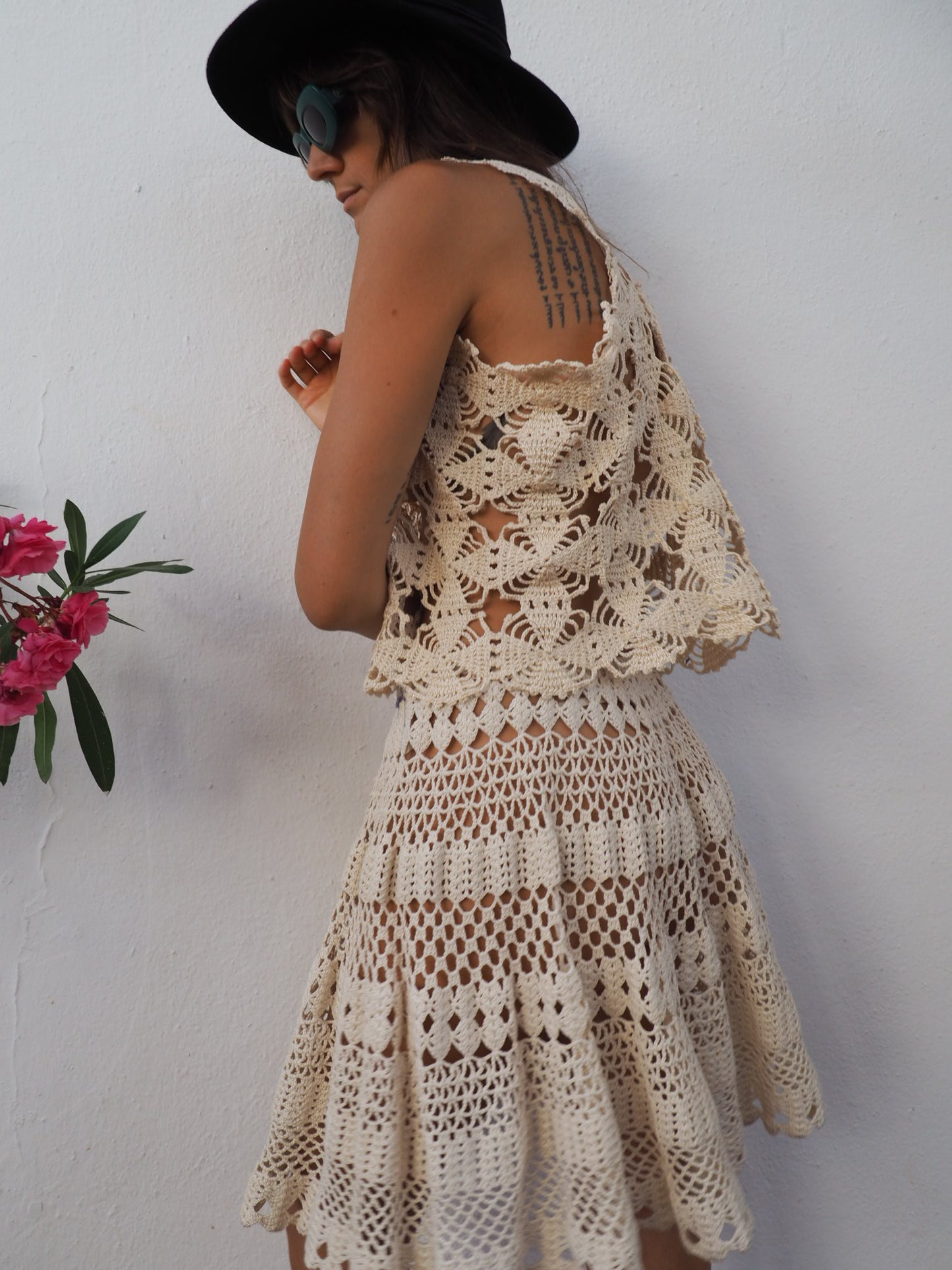 Amazing one of a kind vintage crochet lace skirt up-cycled by Vagabond Ibiza