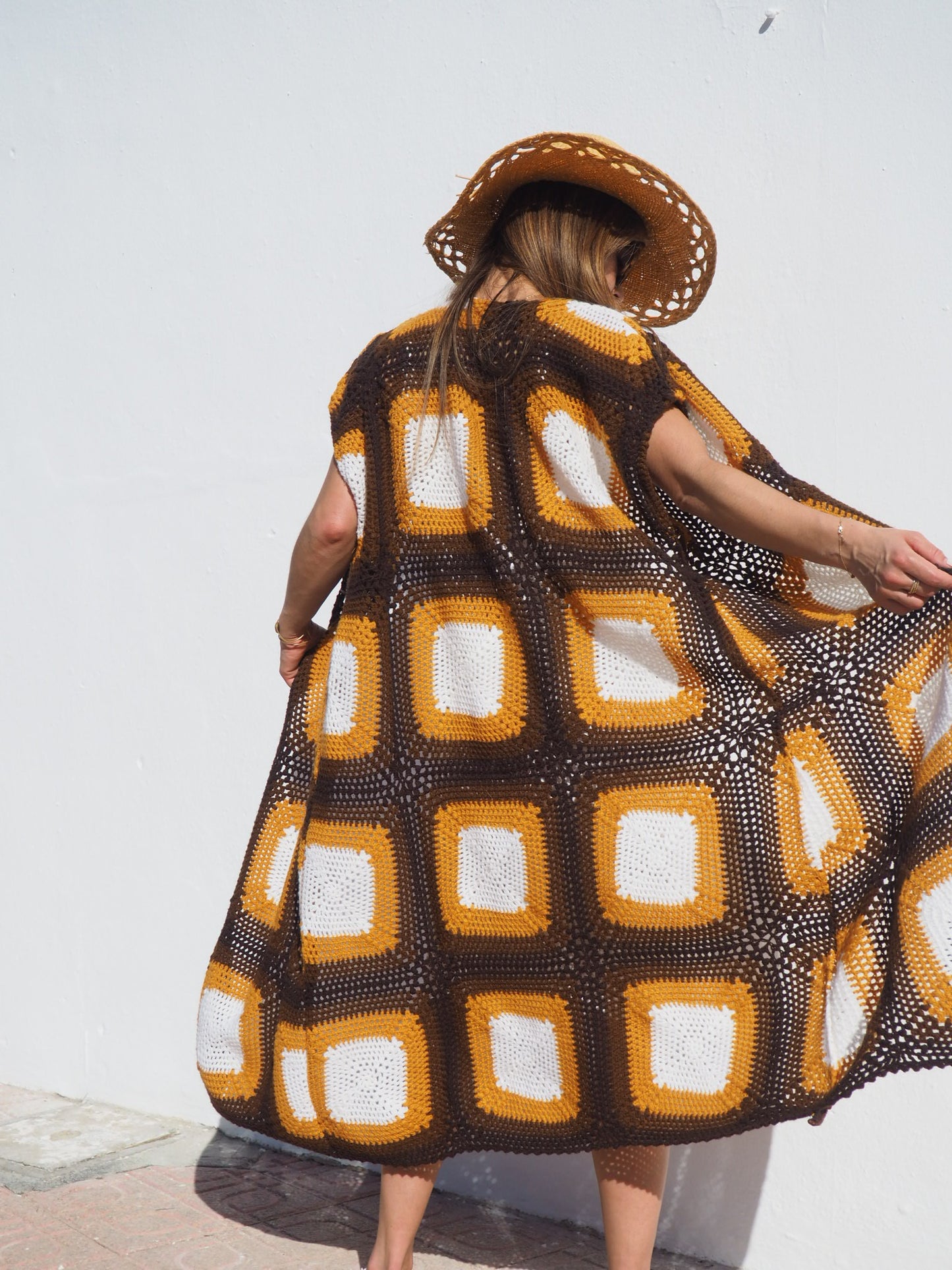Vintage Super Cool Granny 1970’s Crochet Blanket Jacket Up-cycled