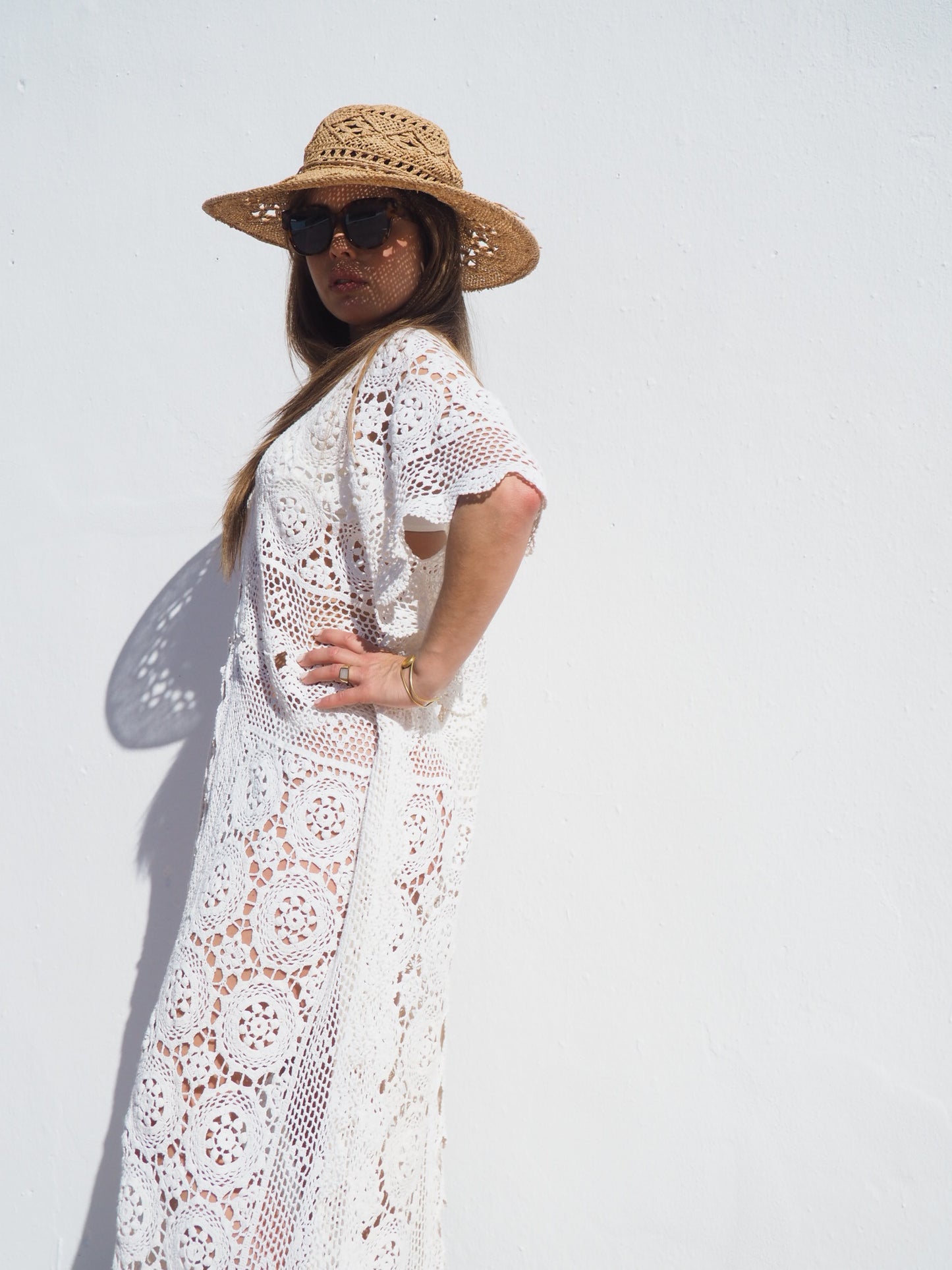 Very cool oversized beach dress hand made crochet up-cycled by Vagabond Ibiza.