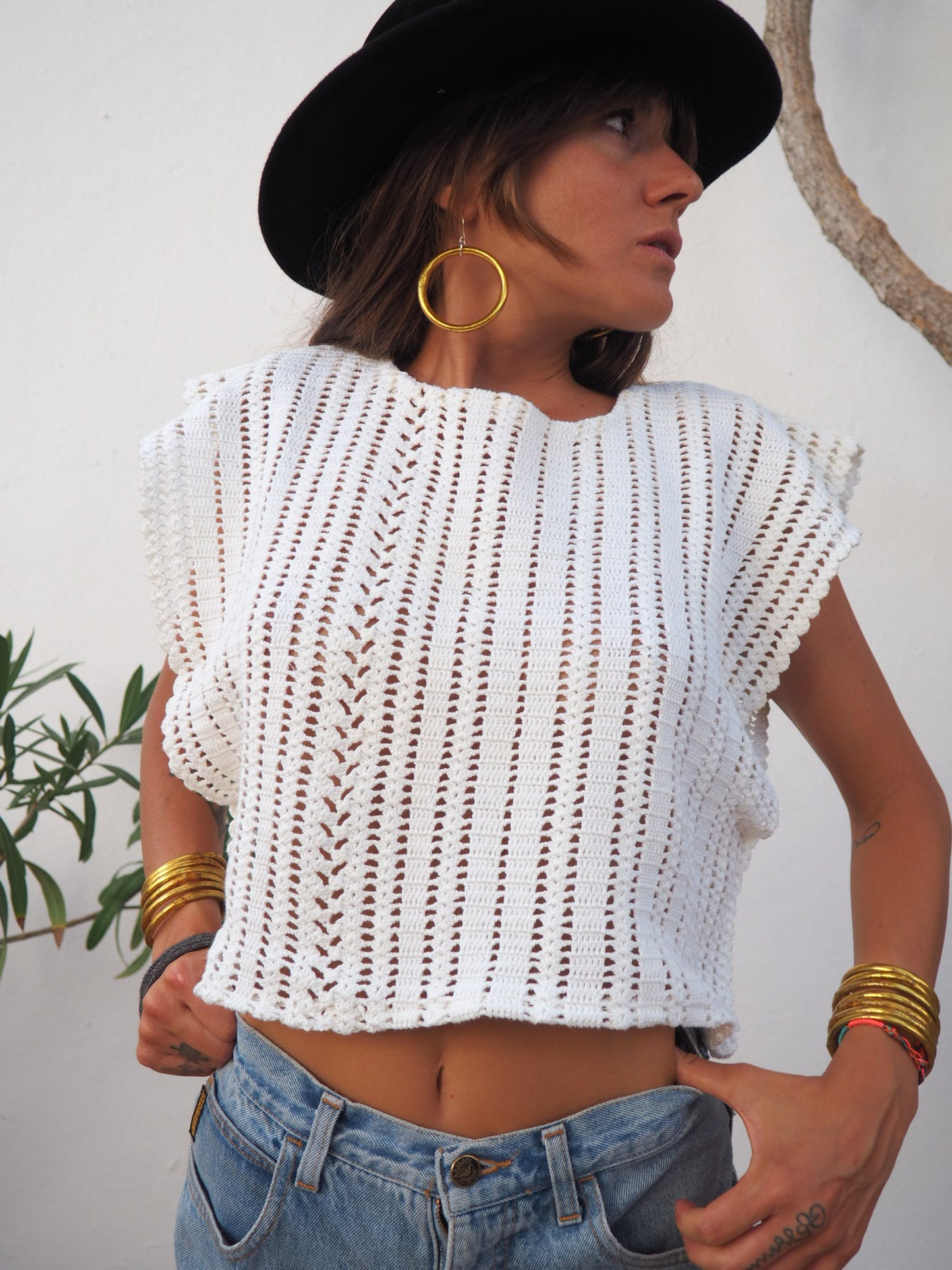 Amazing one off a kind white vintage crochet lace top up-cycled by Vagabond Ibiza