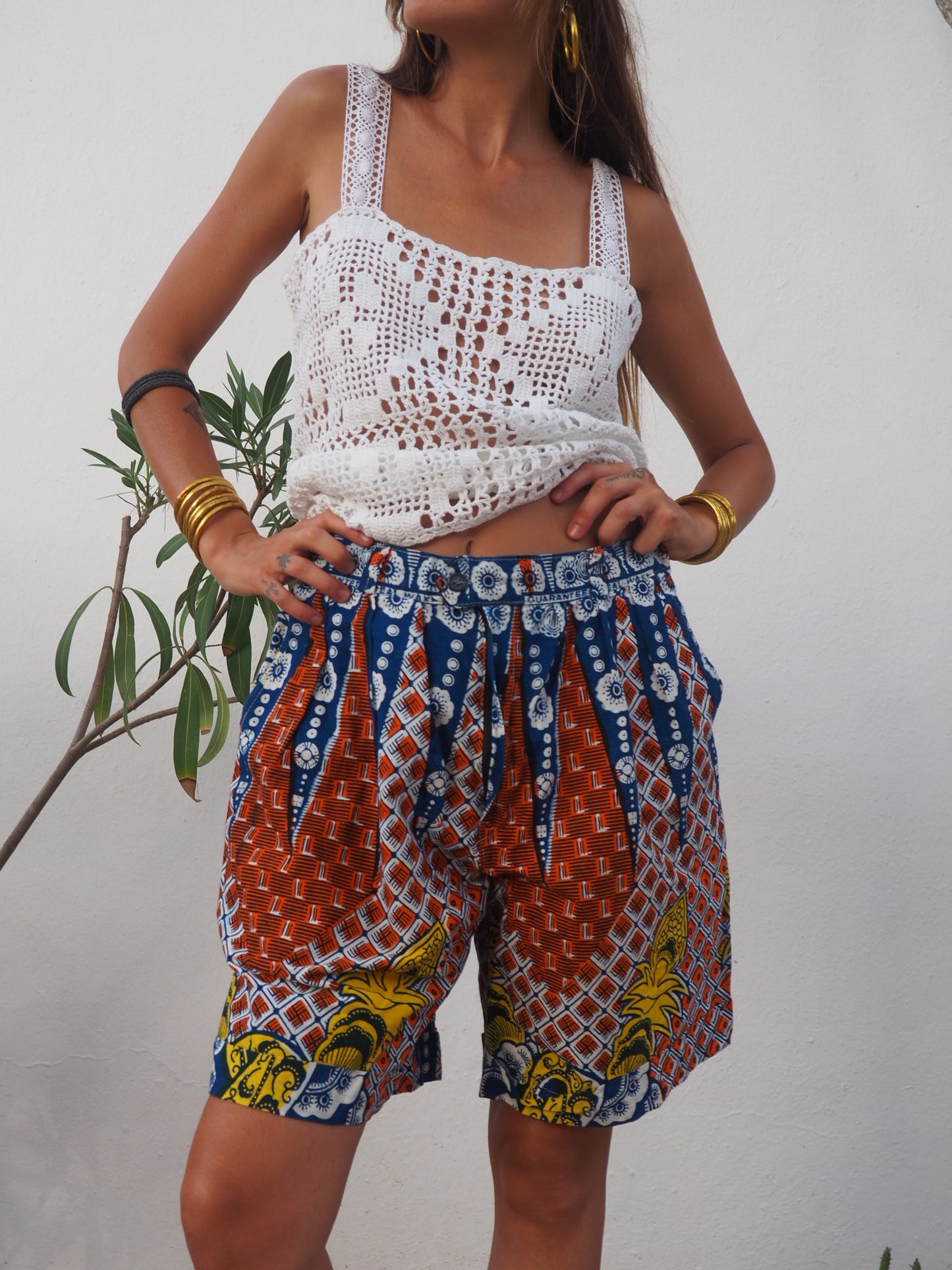 Vintage African printed cotton shorts