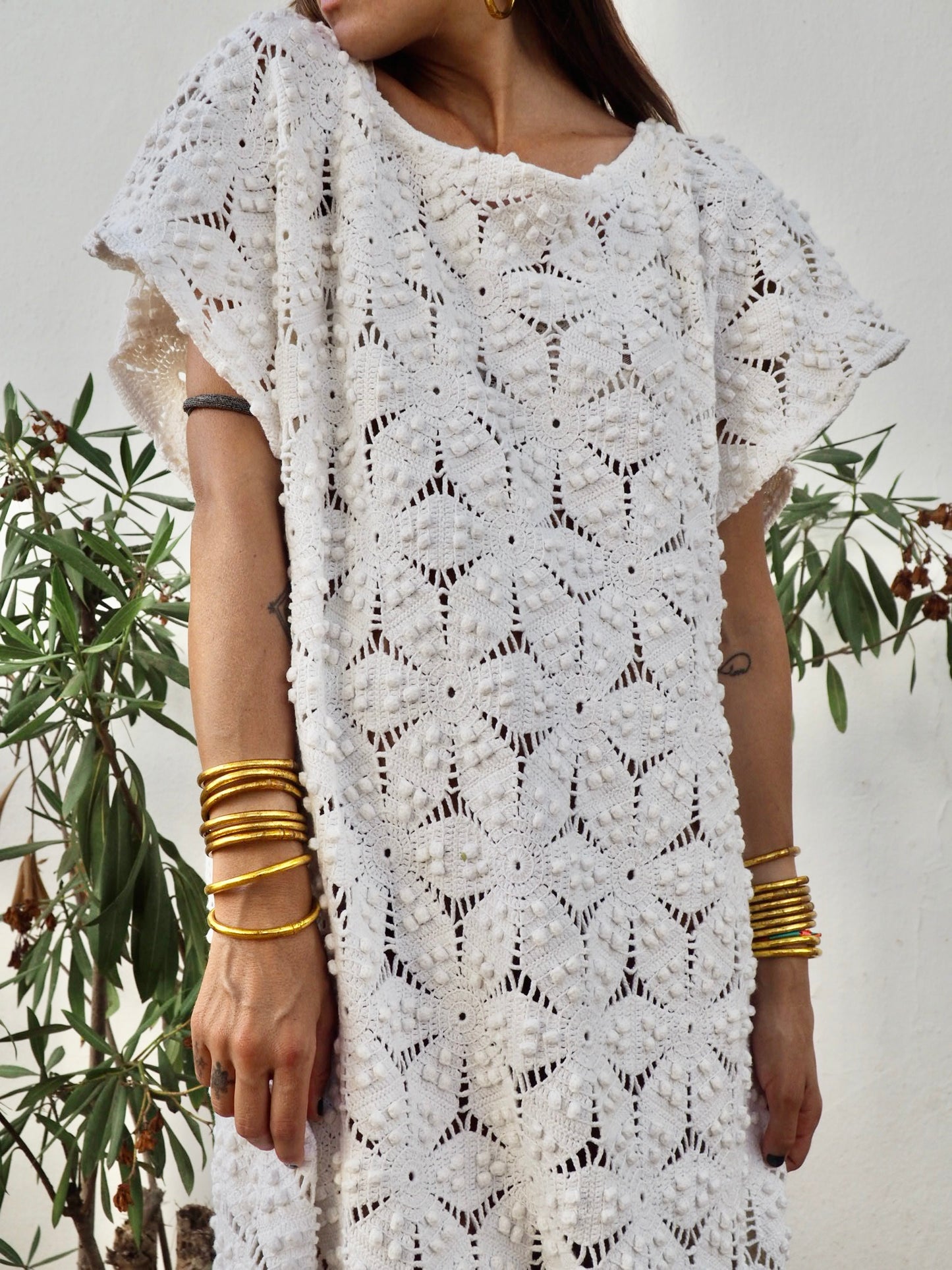 Amazing one off a kind white vintage crochet dress up-cycled by Vagabond Ibiza