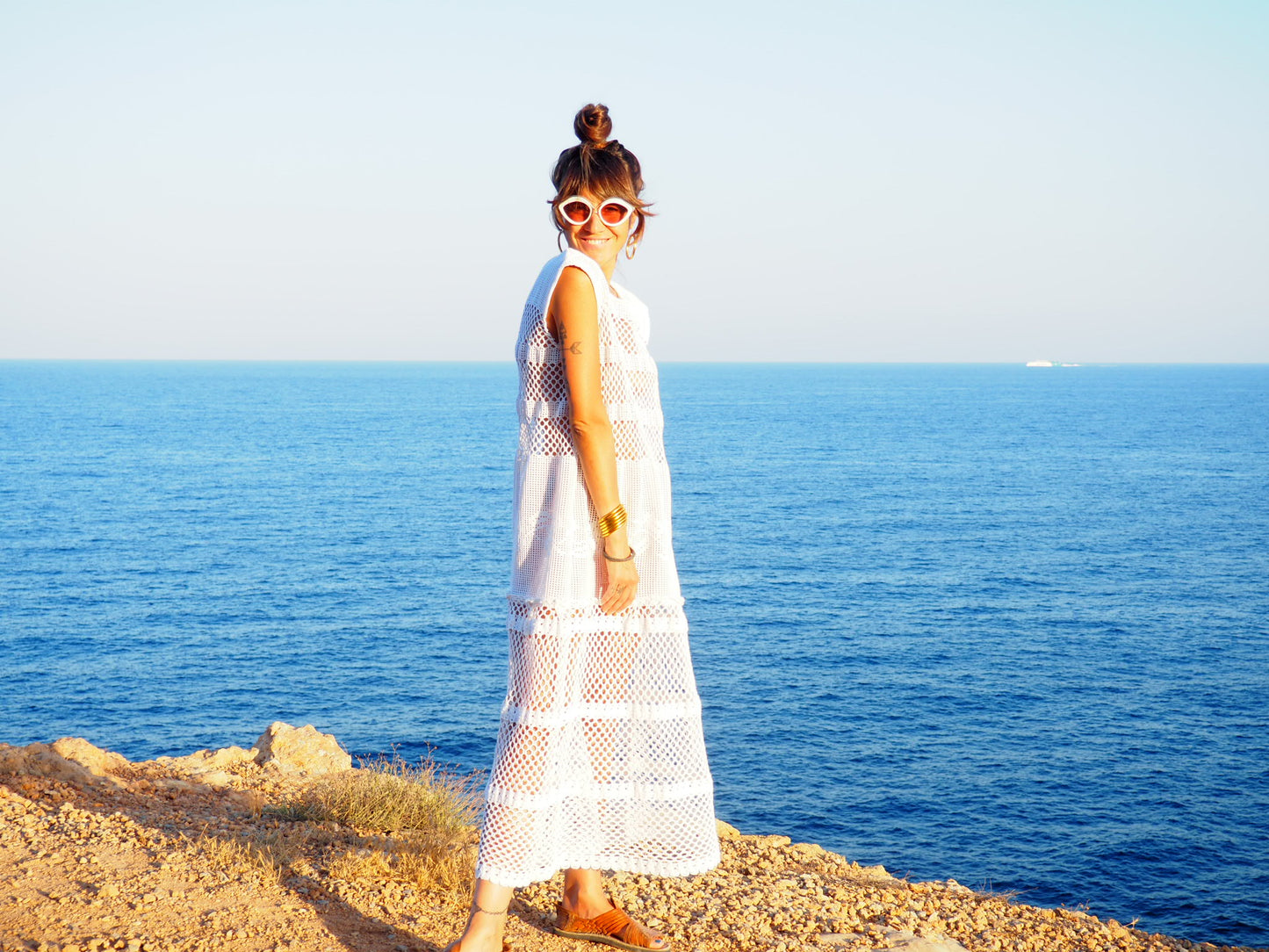 Amazing one off a kind white vintage crochet dress up-cycled by Vagabond Ibiza