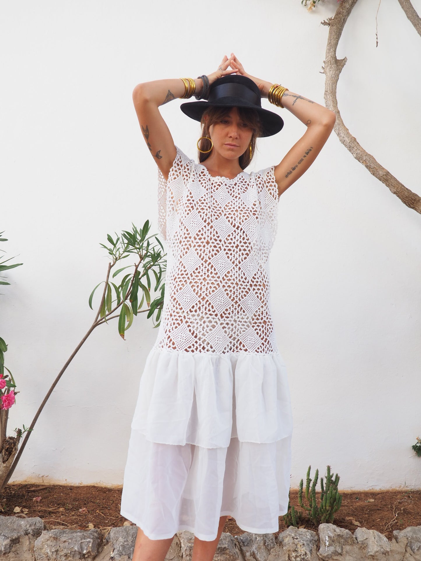 Amazing one off a kind white vintage crochet dress up-cycled by Vagabo ...