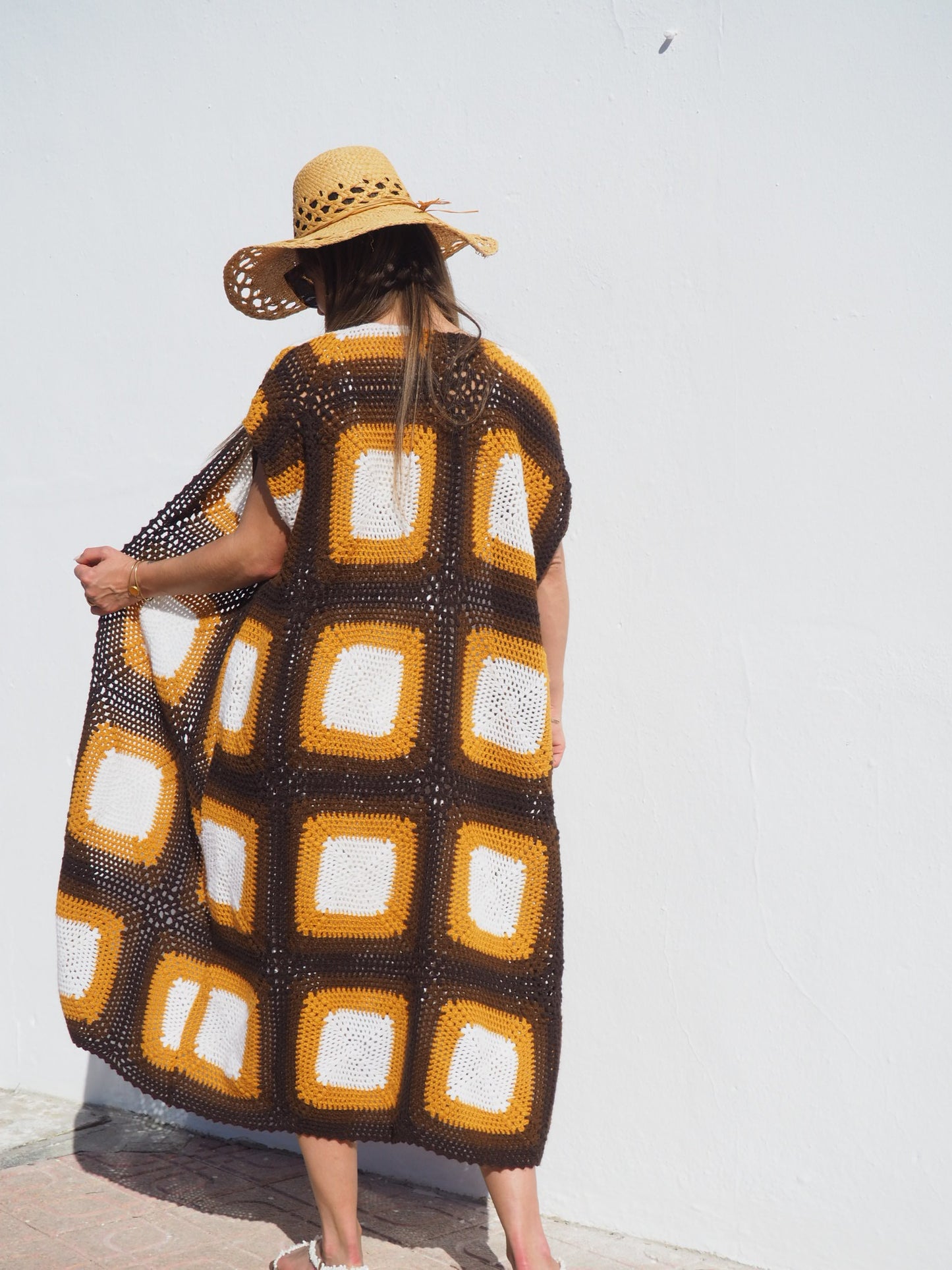 Vintage Super Cool Granny 1970’s Crochet Blanket Jacket Up-cycled