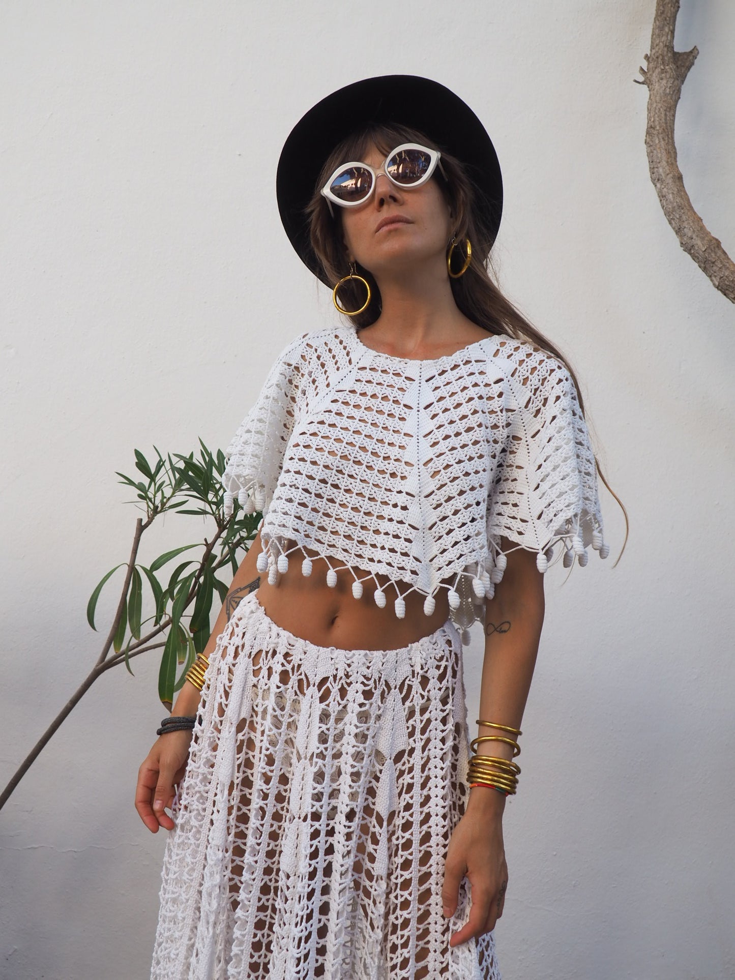 Amazing one off a kind white vintage crochet lace top up-cycled by Vagabond Ibiza
