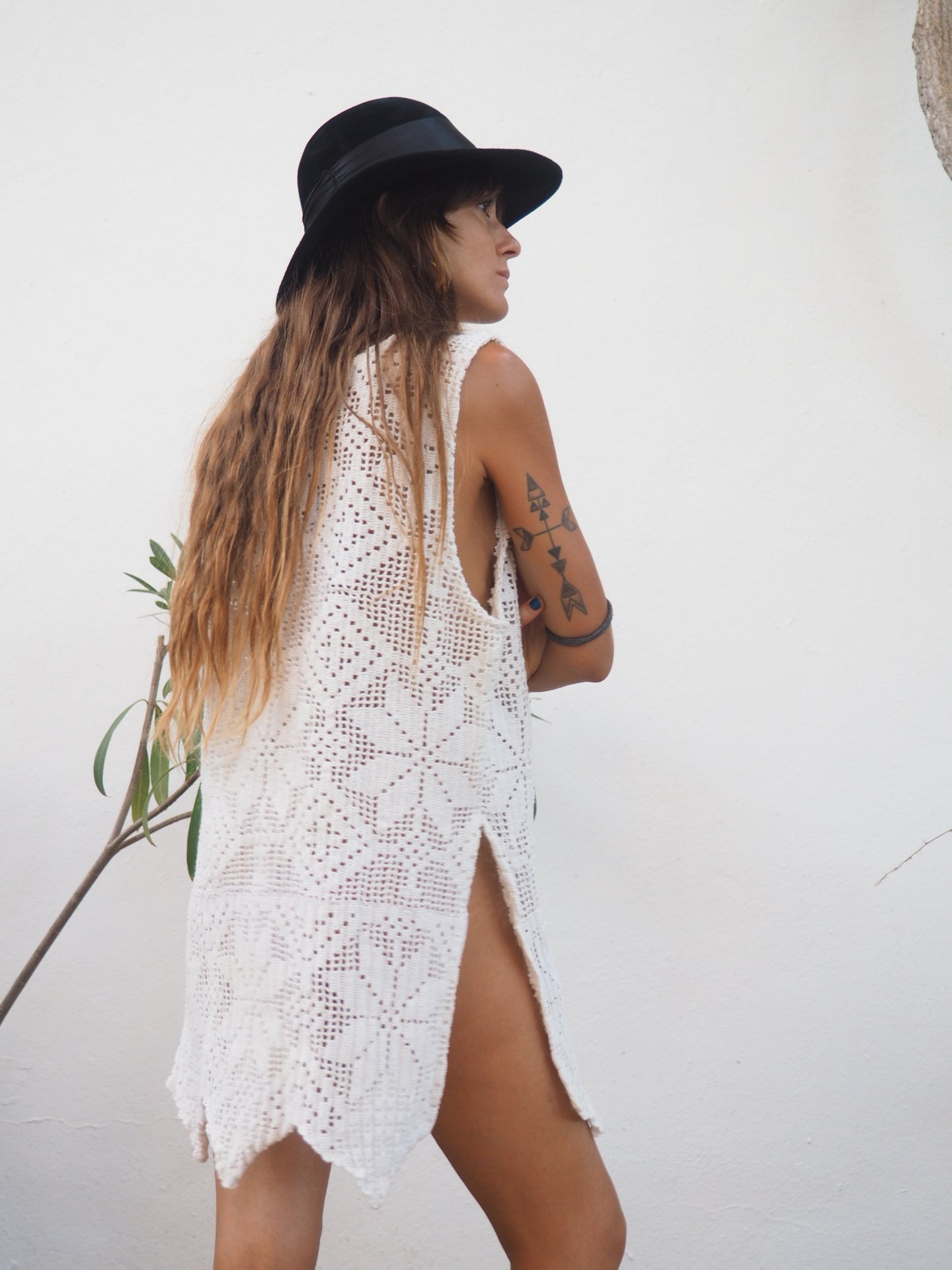 Amazing one off a kind white vintage crochet dress up-cycled by Vagabond Ibiza